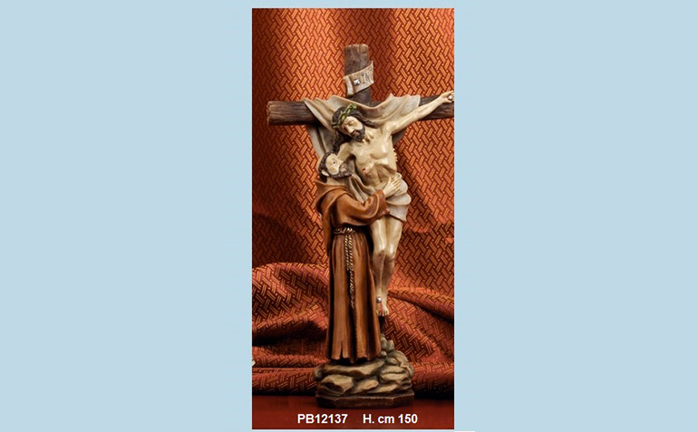 Giant polyresin statue: St. Francis embraces Jesus - News - Paben
